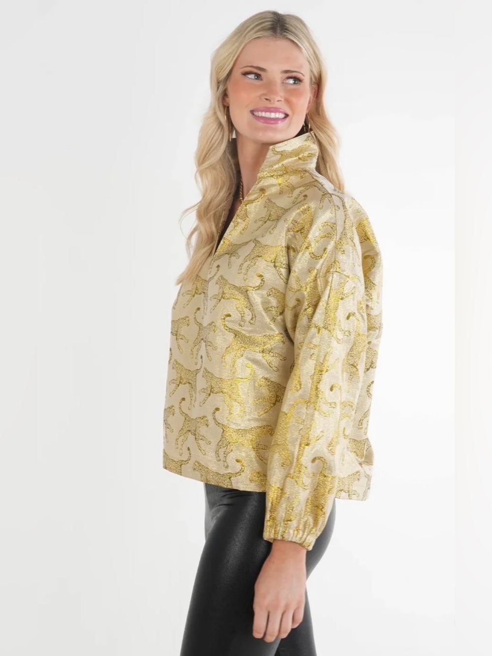Emily McCarthy Gold POPPY POP-OVER - JAGUAR JACQUARD Size Small - Picture 2 of 10